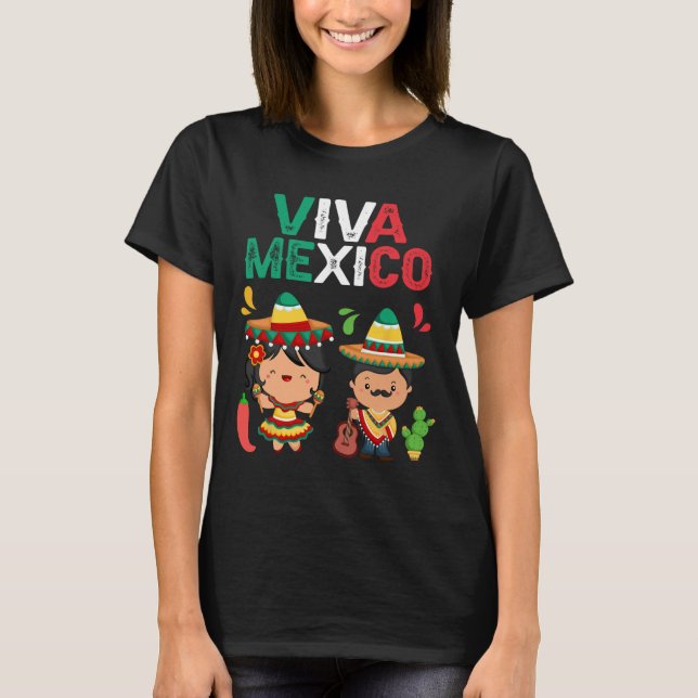 Camiseta Viva México Maracas Guitar Independencia Mexicana  (Anverso)