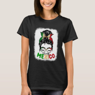 Camiseta Viva Mexico Messy Bun Chica mexicana disstume mamá