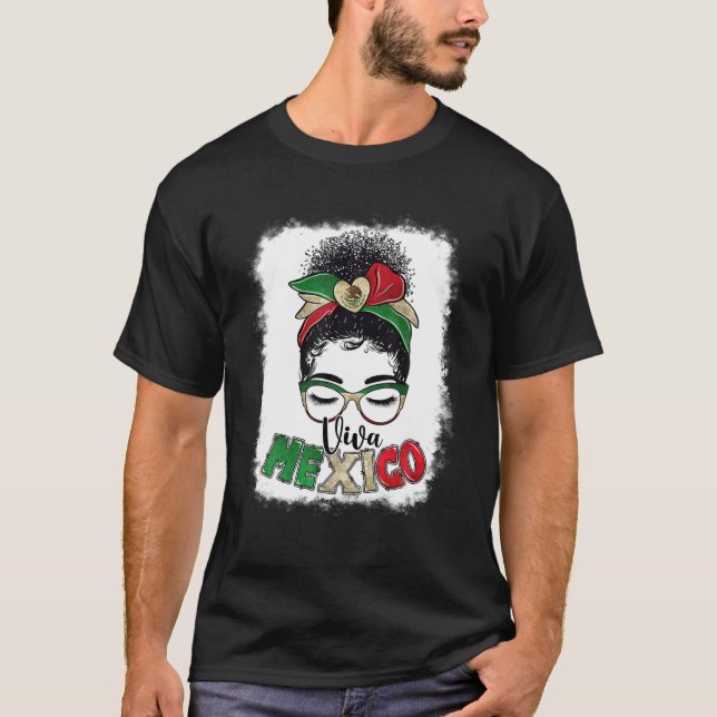 Camiseta Viva México Messy Bun Gafas de sol mexicanas la ma (Anverso)