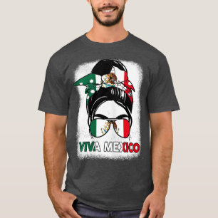 Camiseta Viva Mexico Messys Bun Con Bandana Y Glasses Mex