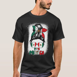 Camiseta Viva México Mujeres Messía Bun Hair Bandera Mexica