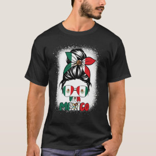 Camiseta Viva México Mujeres Messía Bun Hair Bandera Mexica