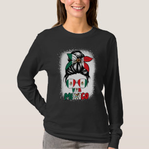 Camiseta Viva México Mujeres Pelo Desordenado en Moño Band