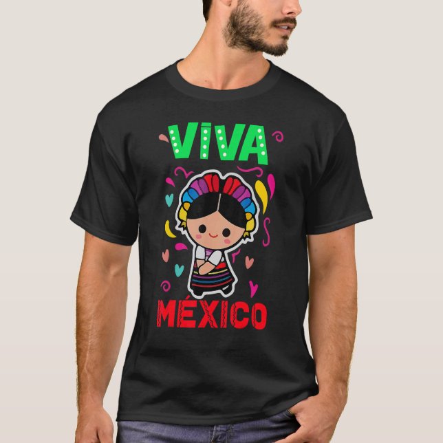 Camiseta Viva México Niña Mexicana Bebé Latina Española (Anverso)