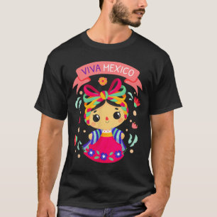 Camiseta Viva México Niñas Flores Mexicana