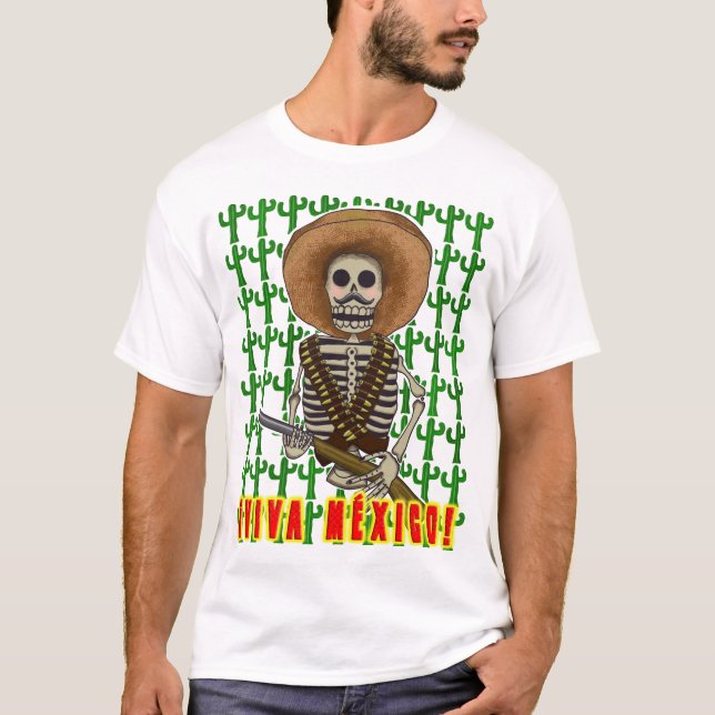 Camiseta ¡Viva México! T-Shi, un revolucionario de esquelet (Anverso)