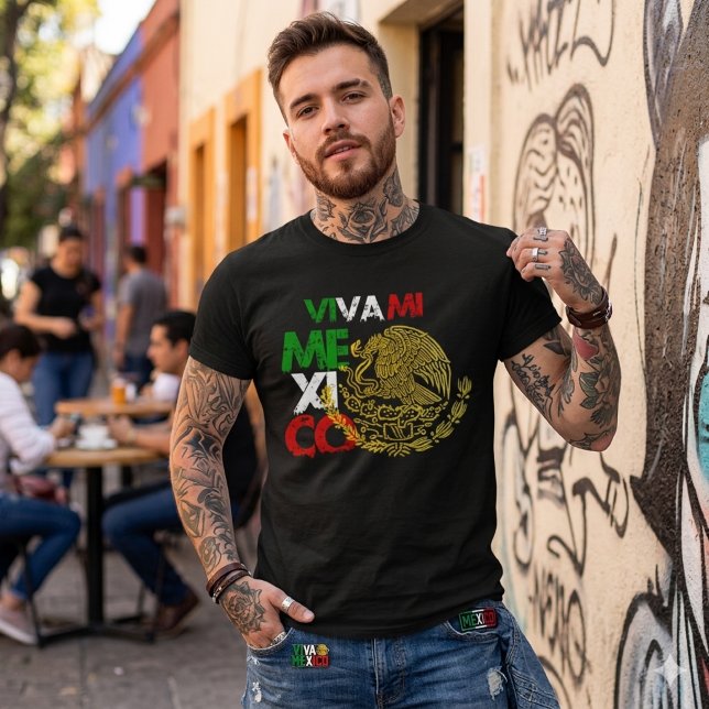 Camiseta Viva mi bandera de México  (Viva mi Mexico Flag T-Shirt)