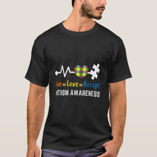 Camiseta Vive Ama Acepta Conciencia del Autismo Para Educac