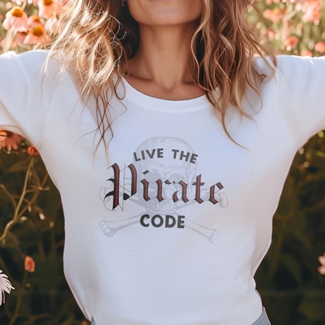Camiseta Vive el cráneo del código pirata y los huesos cruz (Subido por el creador)