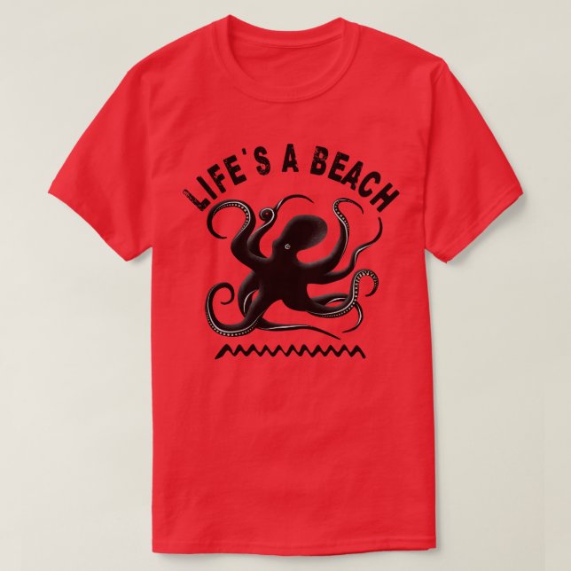 Camiseta Vive en la playa Octopus y vacaciones de verano (Diseño del anverso)