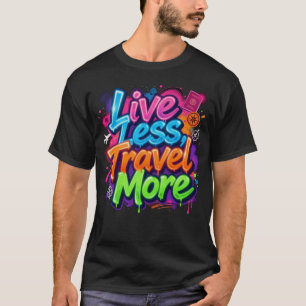 Camiseta Vive Menos Viaja Más Cita de Viaje en Graffiti de