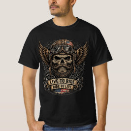 Camiseta Vive Para Montar Monta Para Vivir Cráneo Motocicli