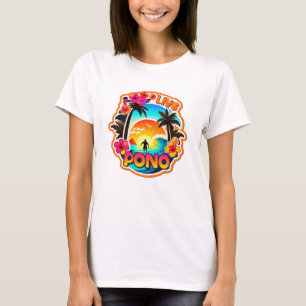 Camiseta VIVE PONO Surf Hawái rectitud equilibrio Ohana 