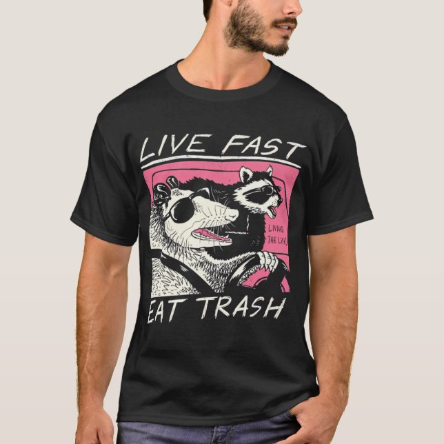 Camiseta ¡Vive Rápido! ¡Come Basura! (Anverso)