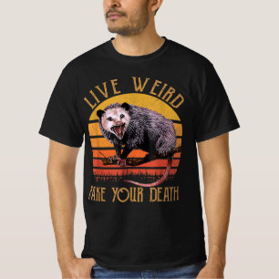 Camiseta Vive Rara Falsa Tu Muerte Opossum Gatos Feo Retro