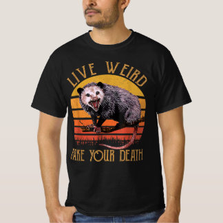 Camiseta Vive Rara Falsa Tu Muerte Opossum Gatos Feo Retro