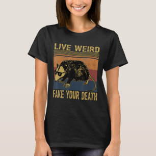 Camiseta Vive Rara Falsa Tu Muerte Opossum Gatos Feo Retro