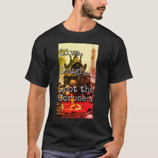 Camiseta Vive Ríe Botín Señor de la Guerra Trono Cráneo Dec