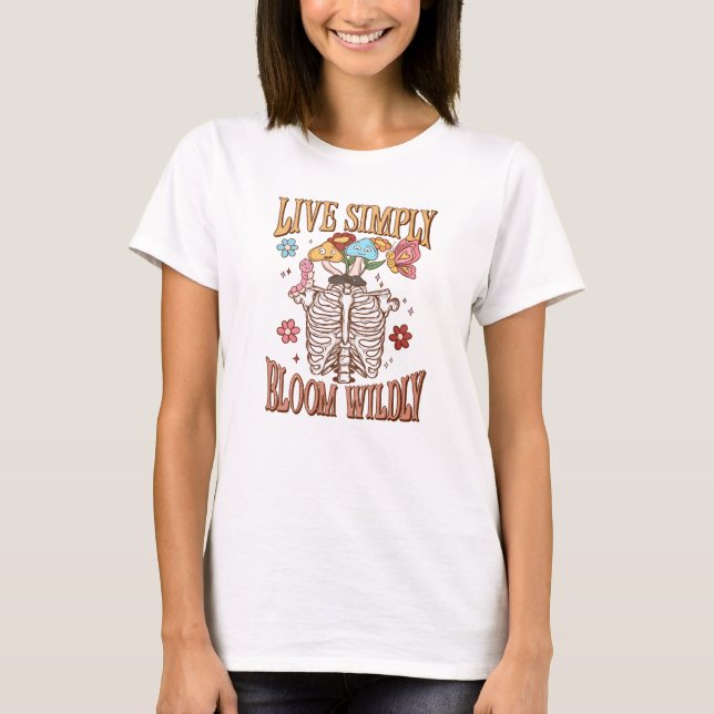 Camiseta Vive simplemente, Bloom Willy - Skeleton & Mushroo (Anverso)