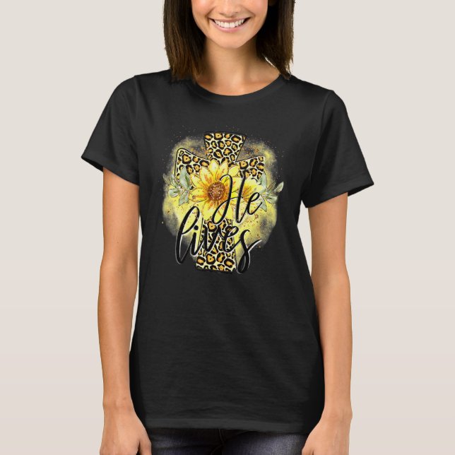 Camiseta Vive Sunflower Fe Jesús Cruza La Tierra Cristiana (Anverso)