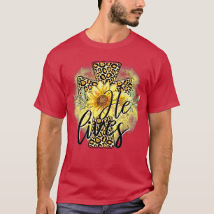 Camiseta Vive Sunflower Fe Jesús Cruza La Tierra Cristiana