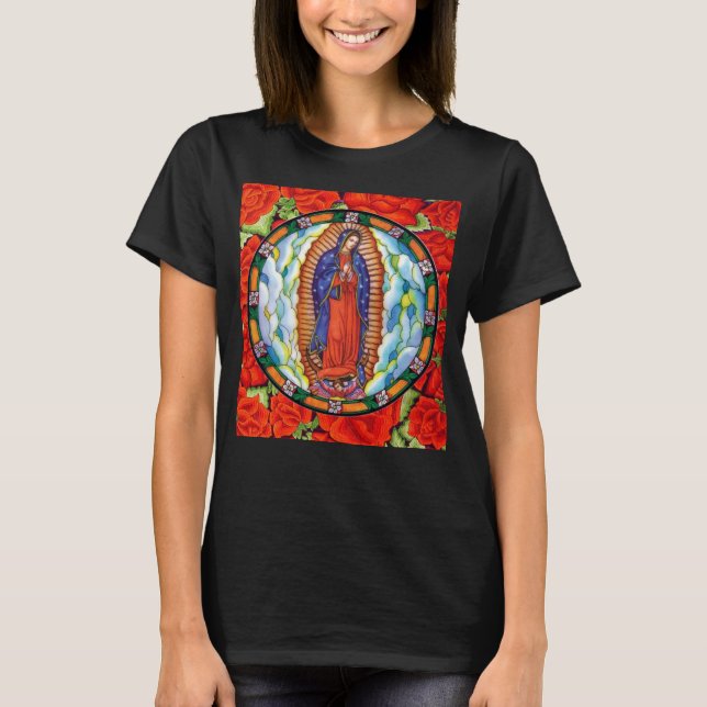 Camiseta Vivid Nuestra Señora de la Bonito Guadalupe, negra (Anverso)