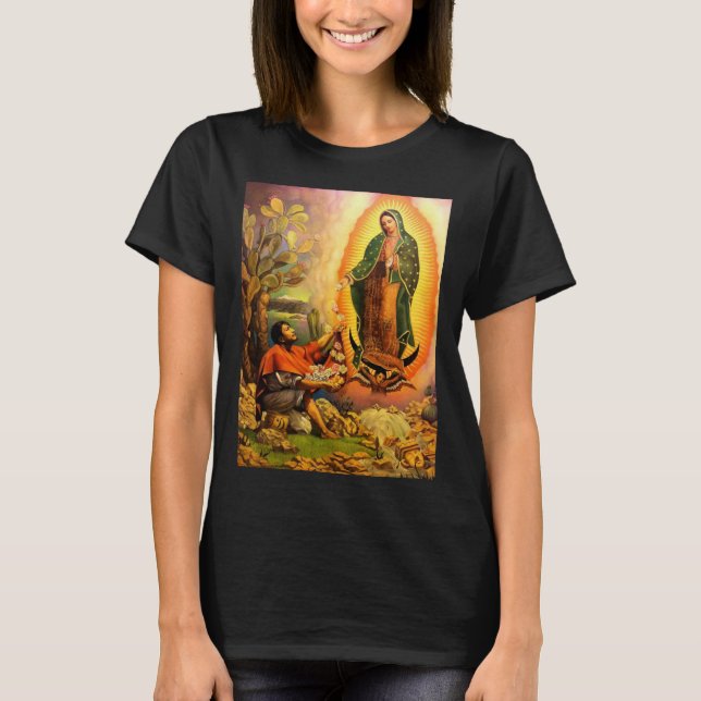 Camiseta Vivid Nuestra Señora de la Bonito Guadalupe, negra (Anverso)