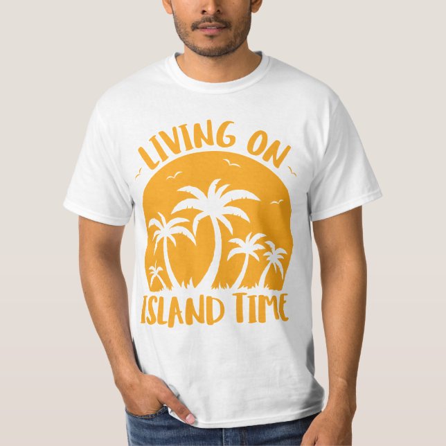 Camiseta Viviendo En Los Palmerales De La Isla Y El Atardec (Anverso)