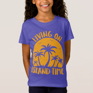 Camiseta Viviendo en tiempo de isla palmeras y puesta de so