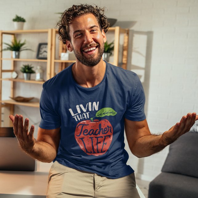 Camiseta Viviendo esa vida de profesor de vuelta a la escue (Back to School Living that Teacher Life Fun Matching T-Shirt)