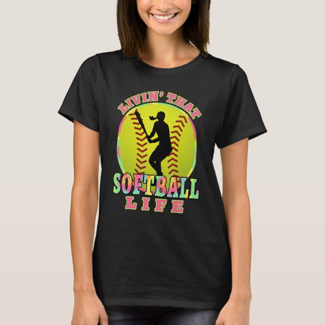 Camiseta Viviendo Ese Softball Life T Tye Dye Sofball (Anverso)
