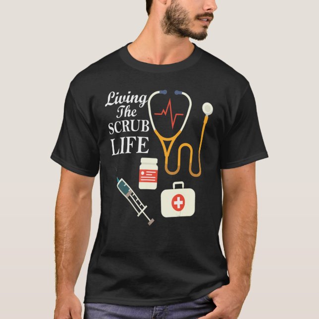 Camiseta Viviendo la vida cruda Enfermería Médica Heartbeat (Anverso)