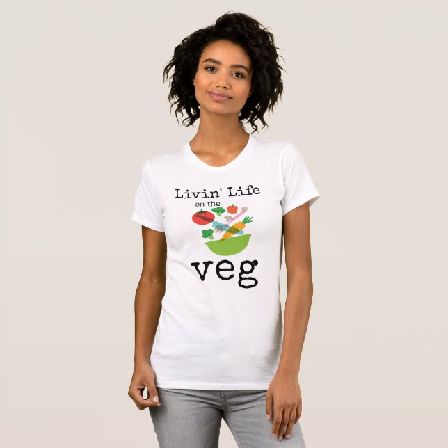 Camiseta Viviendo La Vida En El Humor Vegetario Vegetario (Anverso completo)
