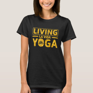 Camiseta Viviendo la vida Yoga Gold en negro