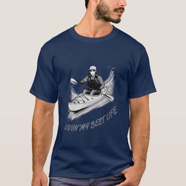 Camiseta Viviendo mi mejor vida en Kayak (Anverso)