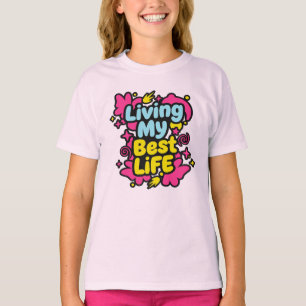 Camiseta Viviendo mi mejor vida gráficos de arte pop colori