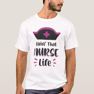 Camiseta Viviendo Que Enfermera La Vida Enferma Graciosa Em