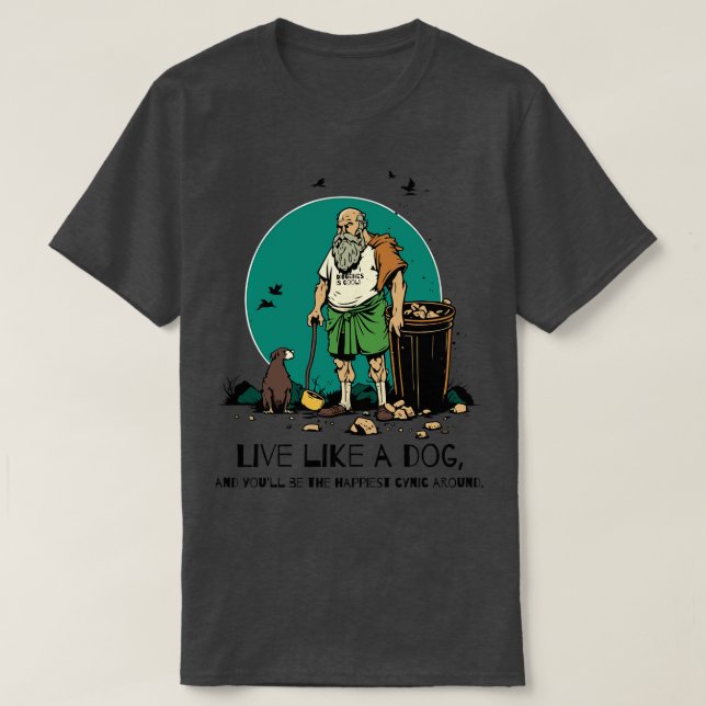 Camiseta vivir como un perro Diógenes es filosofía genial (Diseño del anverso)