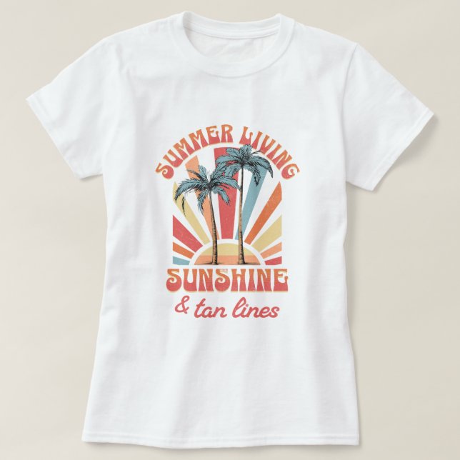 Camiseta "VIVIR EL VERANO BRILLO SOLAR & líneas de broncead (Diseño del anverso)