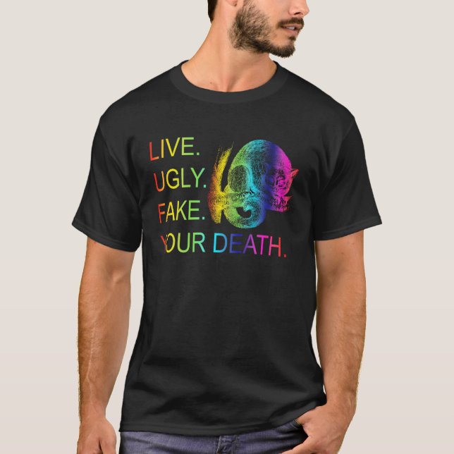 Camiseta Vivir Falso Falso Falso, Possum Muerte (Anverso)
