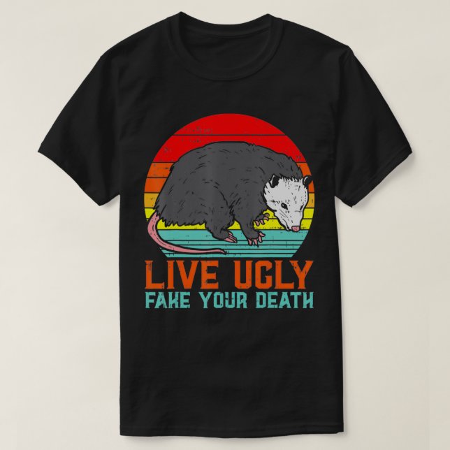 Camiseta Vivir Falso Falso Su Muerte Opossum Retro Possum O (Diseño del anverso)
