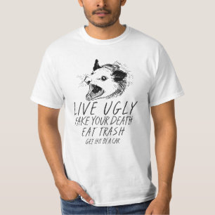 Camiseta Vivir Falso Falso Tu Muerte Come Basura Opossum