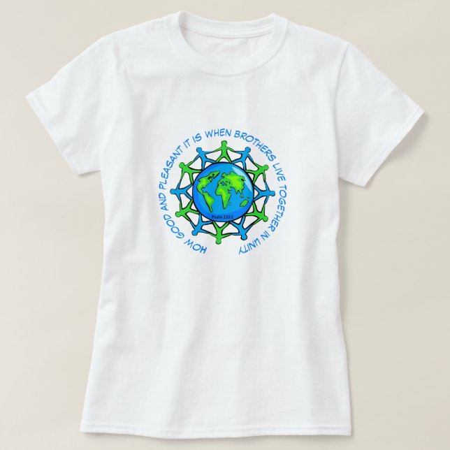 Camiseta Vivir juntos en unidad salmo Inspirador (Diseño del anverso)