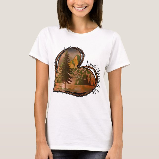 Camiseta Vivir La Vida Sencilla Naturaleza Cardíaca (Anverso)
