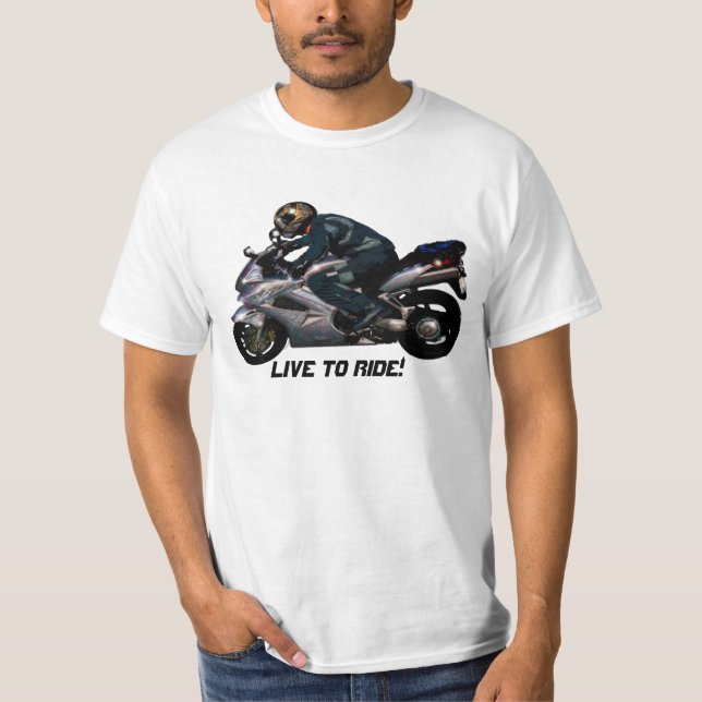 Camiseta Vivir Para Viajar En Motociclista (Anverso)