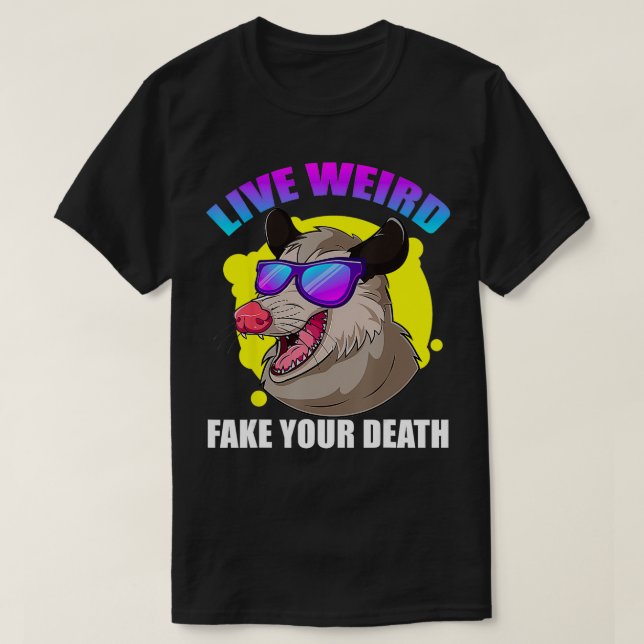 Camiseta Vivir Rara Falso Falso Su Muerte Opossum Hombres M (Diseño del anverso)
