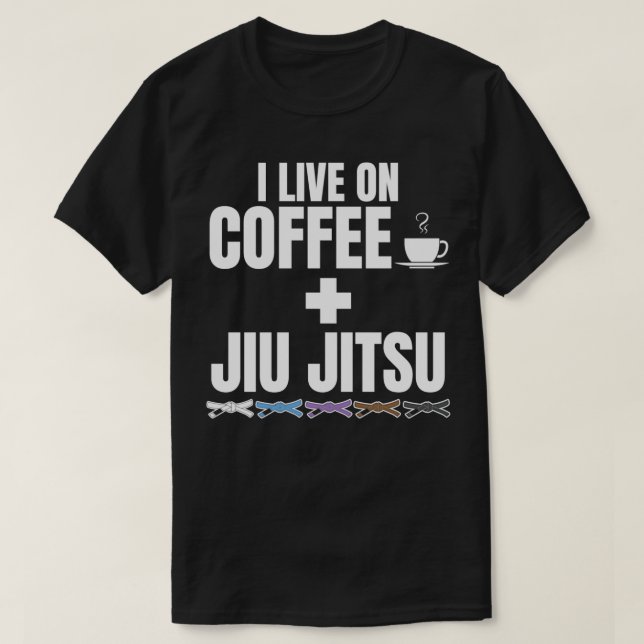 Camiseta Vivo en café y en BJJ brasileño Jiu Jitsu (Diseño del anverso)