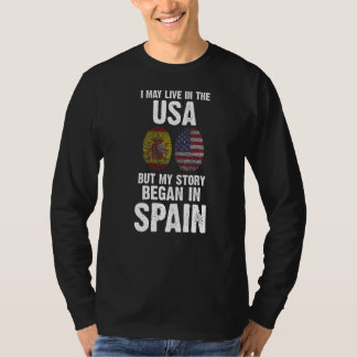 Camiseta Vivo en EEUU mi historia comenzó en España Español