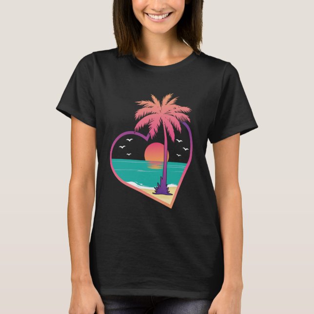 Camiseta Vivo la vida Palm Tree contorno Trendy Cute Su (Anverso)