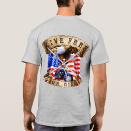 Camiseta Vivo libre o muerto, motocicleta Patriota, águila,